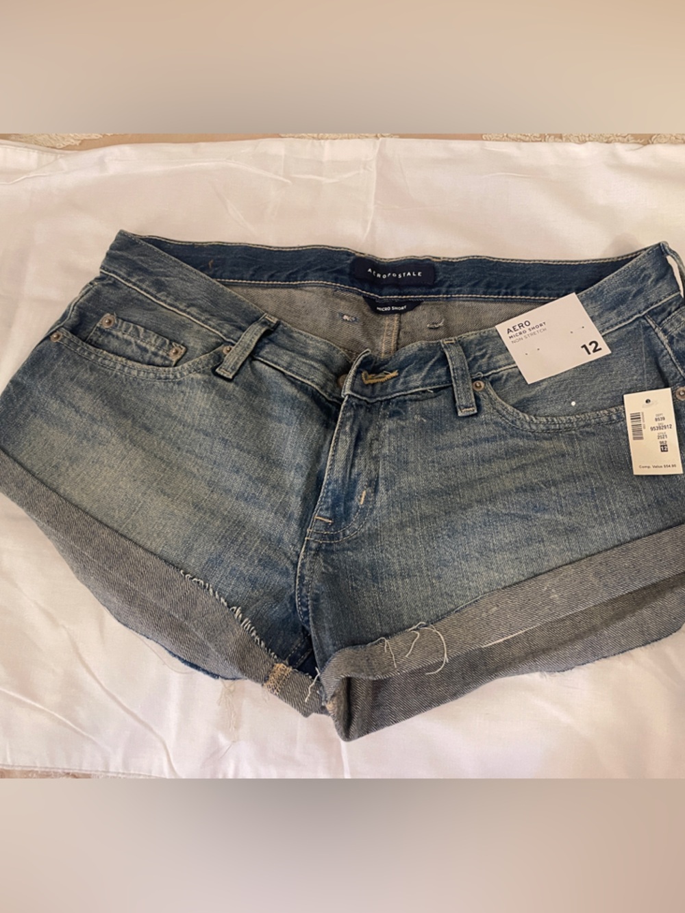 Aeropostale Women's Medium Blue Denim Cuffed Shorts MICRO SHORT